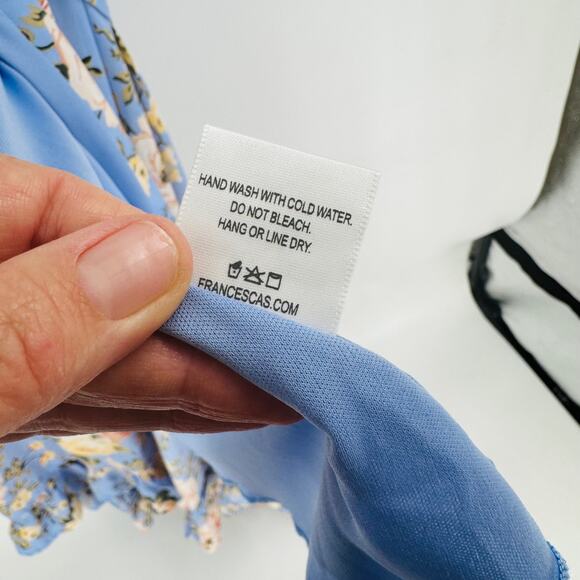 Boutique Miami Blue Floral Maxi Wrap Dress with Ruffle Hem Size Small Romantic - Picture 5 of 7